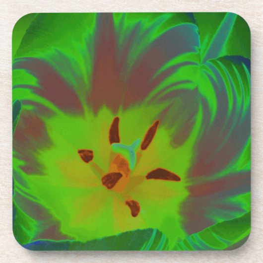 Mystic Green Tulip Cork Untersetzer (Vorderseite)