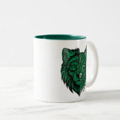 Mystic Green Wolf Fox Duality Tasse - Einzigartige (VorderseiteRechts)