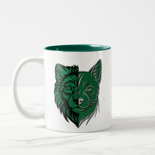 Mystic Green Wolf Fox Duality Tasse - Einzigartige (Links)