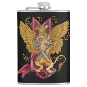 Mystic Griffin mit Schwertern Flachmann