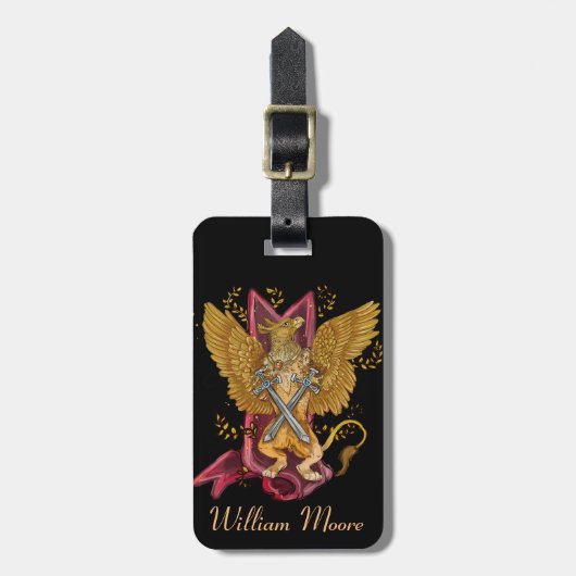 Mystic Griffin mit Schwertern Gepäckanhänger (Vorderseite vertikal)