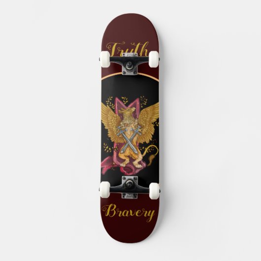 Mystic Griffin mit Schwertern Skateboard (Vorderseite)
