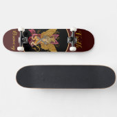 Mystic Griffin mit Schwertern Skateboard (Horizontal)