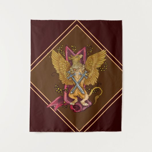 Mystic Griffin mit Schwertern Wandteppich (Vorderseite)