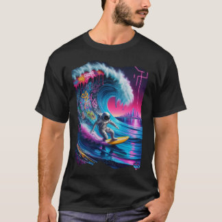 Mystic H2O Astronaut Surfer Riding Kosmische Welle T-Shirt
