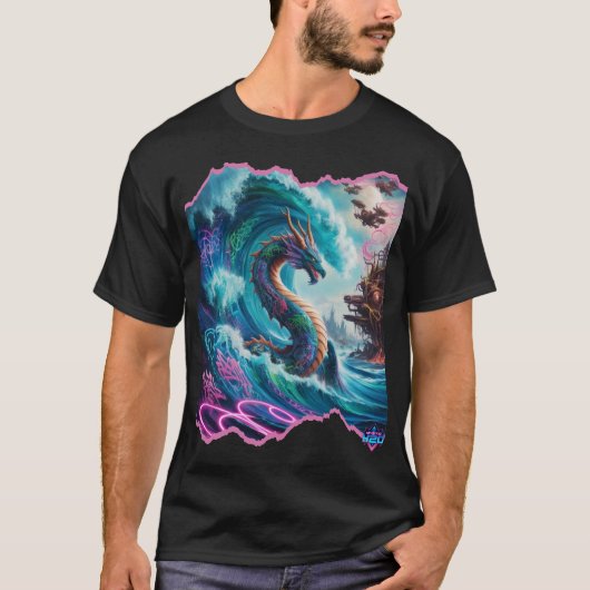 Mystic H2O Dragon Sea Serpent Design T-Shirt (Vorderseite)
