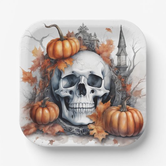 Mystic Halloween Gothic Skull Art - Bezaubernd Pappteller (Vorderseite)