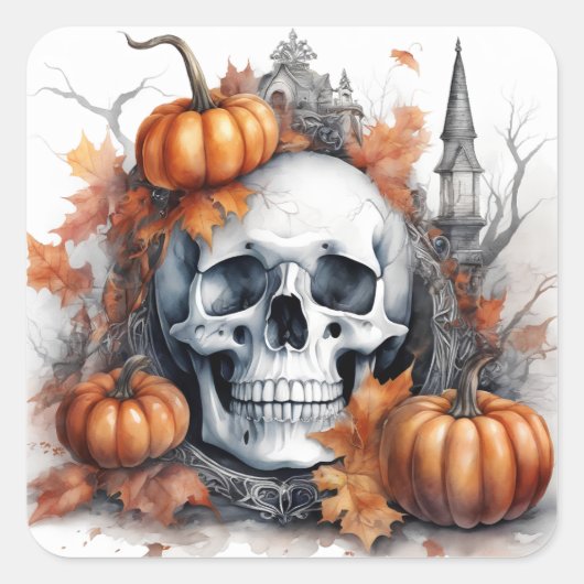 Mystic Halloween Gothic Skull Art - Bezaubernd Quadratischer Aufkleber (Vorderseite)