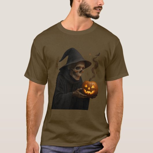 Mystic Halloween Skull mit Glows Pumpkin 🎃 💀 T-Shirt (Vorderseite)