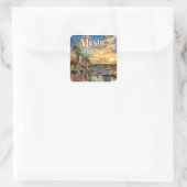 Mystic Harbor Reflections Quadratischer Aufkleber (Tasche)