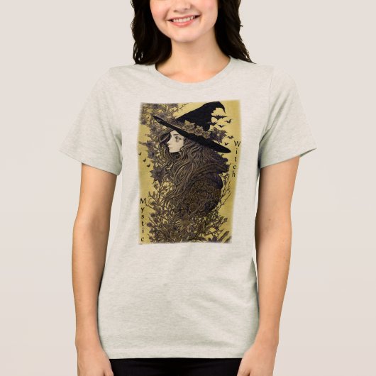 Mystic Hexe Halloween Hexe Tri-Blend Shirt (Vorderseite)