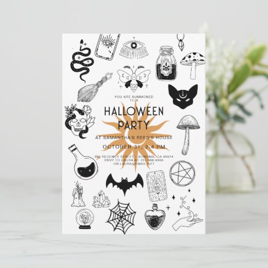 Mystic Hexe Halloween-Party Einladung (Stehend Vorderseite)