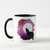 Mystic Howling Wolf Silhouette Tasse (Links)