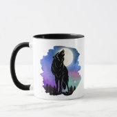 Mystic Howling Wolf Silhouette zwei Töne Tasse (Links)