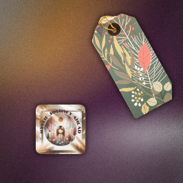 Mystic Journey Ahead, Boho in braun und schwarz | Quadratischer Aufkleber