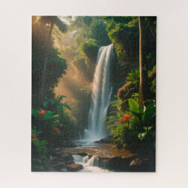 Mystic Jungle Falls - Serene Waterfall Art Puzzle