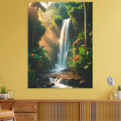 Mystic Jungle Falls - Serene Waterfall Leinwand Ar (Insitu (Wohnzimmer))