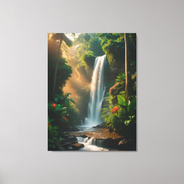 Mystic Jungle Falls - Serene Waterfall Leinwand Ar
