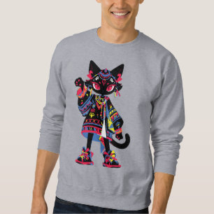Mystic Kawaii Katze – Farbvoller tribaler Geist-Sh Sweatshirt