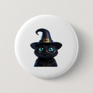 Mystic Kitty - Halloween Cat Classic T - Shirt Button