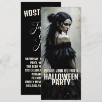 Mystic Lady in Dark Halloween Forest - Einladung