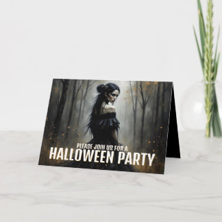 Mystic Lady in Dark Halloween Forest - Einladung