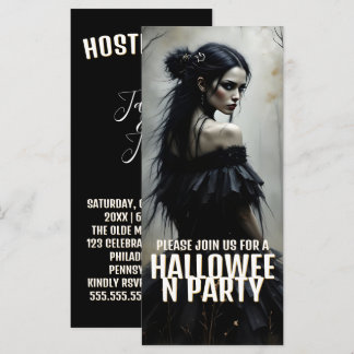 Mystic Lady in Dark Halloween Forest - Einladung