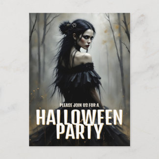 Mystic Lady in Dark Halloween Forest - Einladung