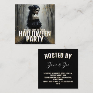 Mystic Lady in Dark Halloween Forest - Einladung