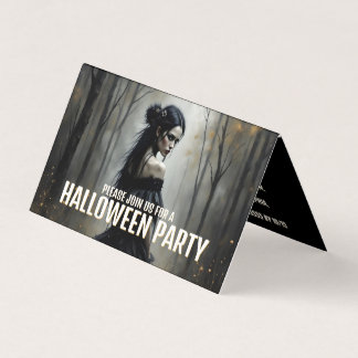 Mystic Lady in Dark Halloween Forest - Einladung
