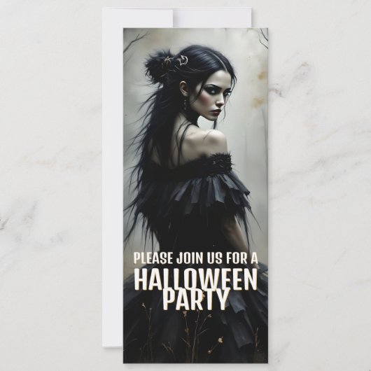 Mystic Lady in Dark Halloween Forest - Einladung (Vorderseite)