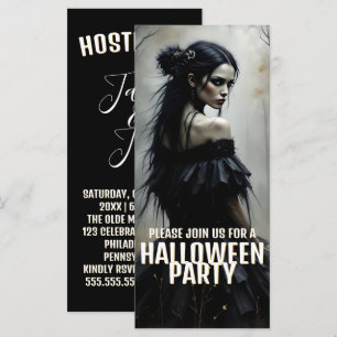Mystic Lady in Dark Halloween Forest - Einladung