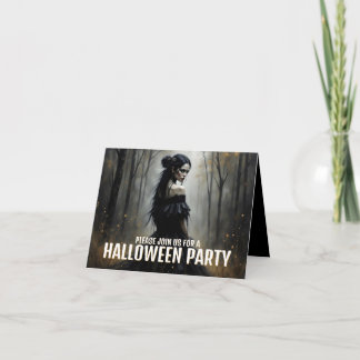 Mystic Lady in Dark Halloween Forest - Einladung
