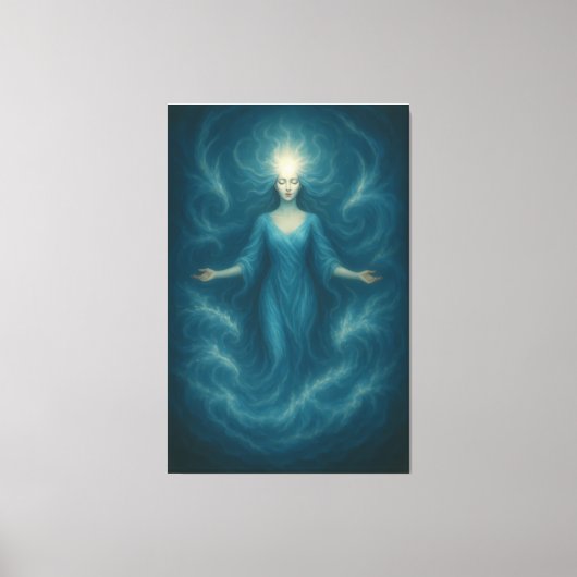 Mystic Light Goddess – Ethereal Divine Energy Art Leinwanddruck (Vorderseite)