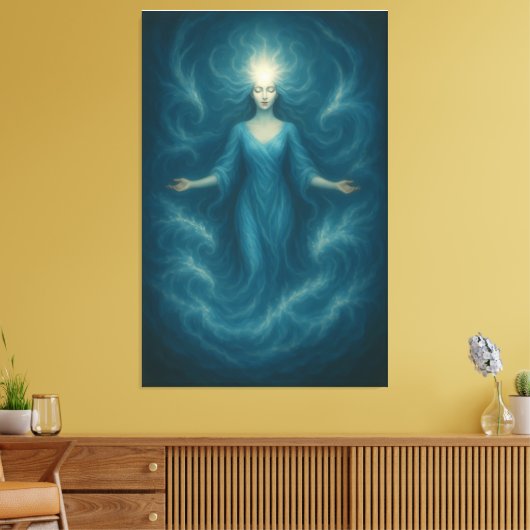 Mystic Light Goddess – Ethereal Divine Energy Art Leinwanddruck (Insitu (Wohnzimmer))