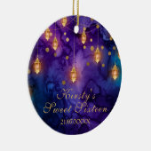 Mystic Lila Blue Fairy Lanterns Bokeh Sweet 16 Keramik Ornament (Rechts)