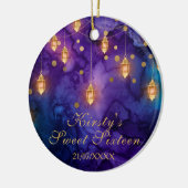 Mystic Lila Blue Fairy Lanterns Bokeh Sweet 16 Keramik Ornament (Links)