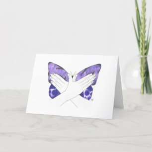 Mystic Lila Butterfly In ASL ( American Sign Lan Dankeskarte