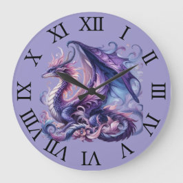 Mystic Lila Dragon Wall Clock Große Wanduhr