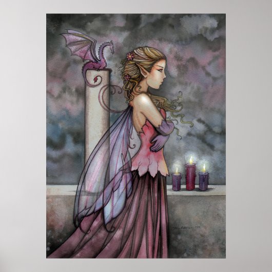 Mystic Lila Pink Fairy Dragon Poster Print (Vorne)