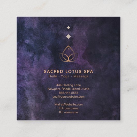 *~* Mystic Lotus Heilige Geometrie Alchemy Shaman Quadratische Visitenkarte (Rückseite)