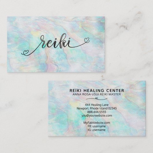 *~* Mystic Magic Pastel Abalone Glitzer REIKI Visitenkarte (Vorne/Hinten)