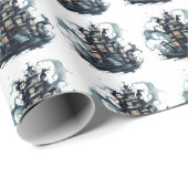 Mystic Manor: Spuk Mansion Halloween-Party Wrap Geschenkpapier (Rolleneckpunkt)