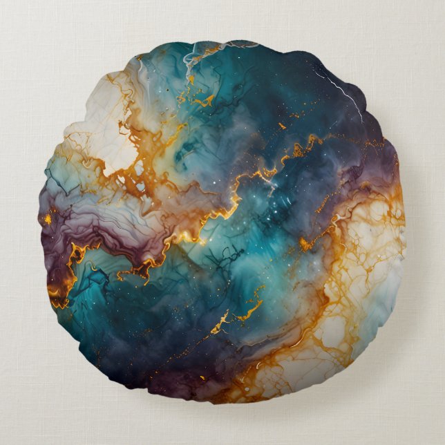 Mystic Marble Rundes Kissen (Vorderseite)