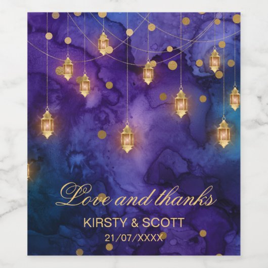 Mystic Marrakesch Nights Laterns & Bokeh Wedding Weinetikett (Einzelnes Label)