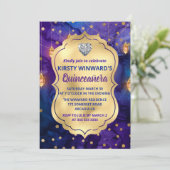 Mystic Marrakesh Night Lanterns Bokeh Quinceañera Einladung (Stehend Vorderseite)