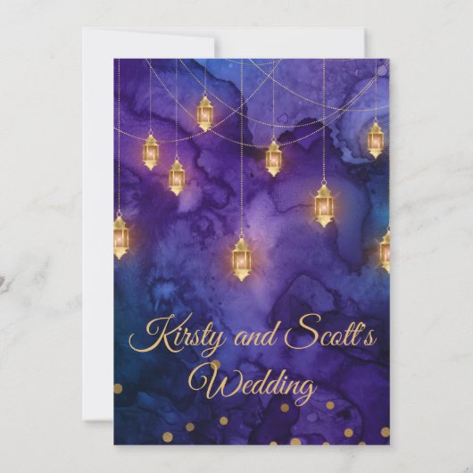 Mystic Marrakesh Night Lanterns & Bokeh Wedding Einladung (Rückseite)