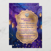 Mystic Marrakesh Night Lanterns & Bokeh Wedding Einladung (Vorne/Hinten)