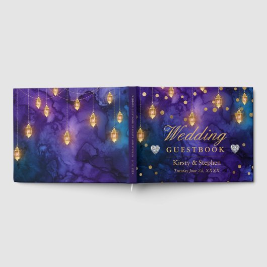 Mystic Marrakesh Night Lanterns & Bokeh Wedding Gästebuch (Voll)