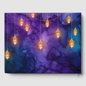 Mystic Marrakesh Night Lanterns & Bokeh Wedding Gästebuch (Rückseite)